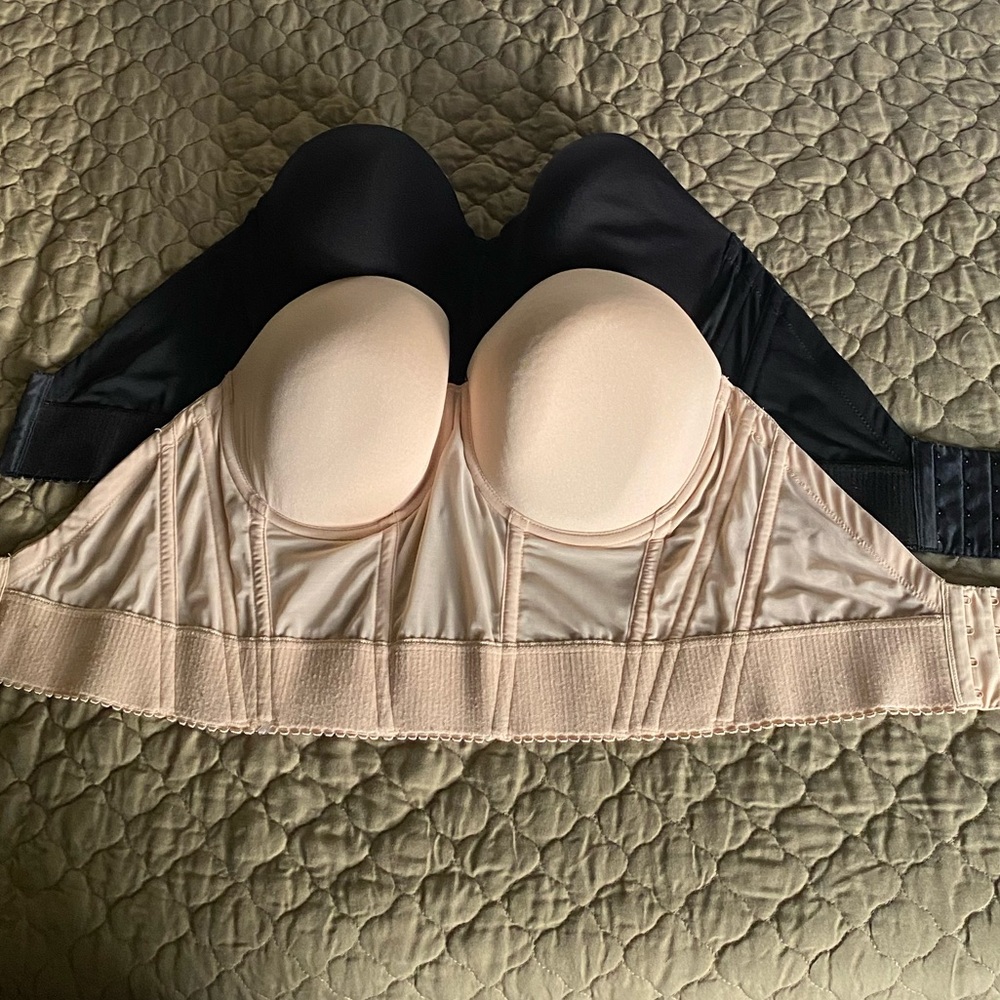 2 34G Black Beige Wacoal Cream Strapless Bustier